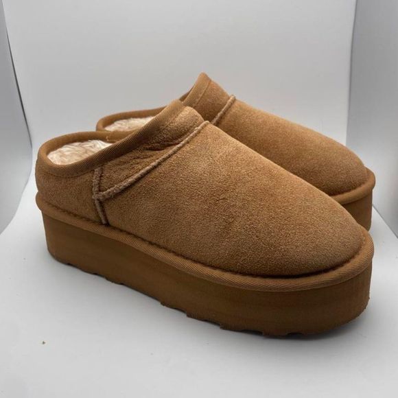 CUSHIONAIRE Women's Cozy Genuine Suede Mule Platform CHESTNUT 7 - Picture 1 of 6